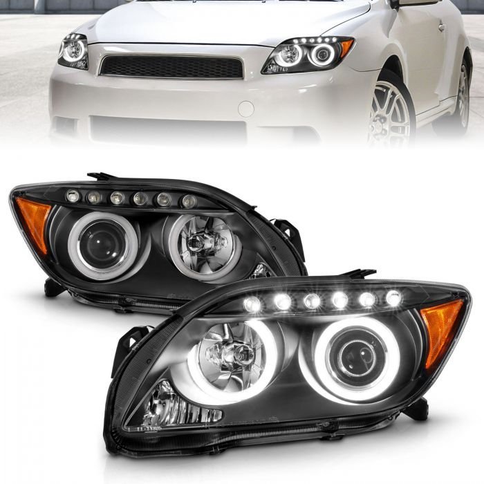 Scion TC 05-10 Projector Headlights Black W/ Rx Halo