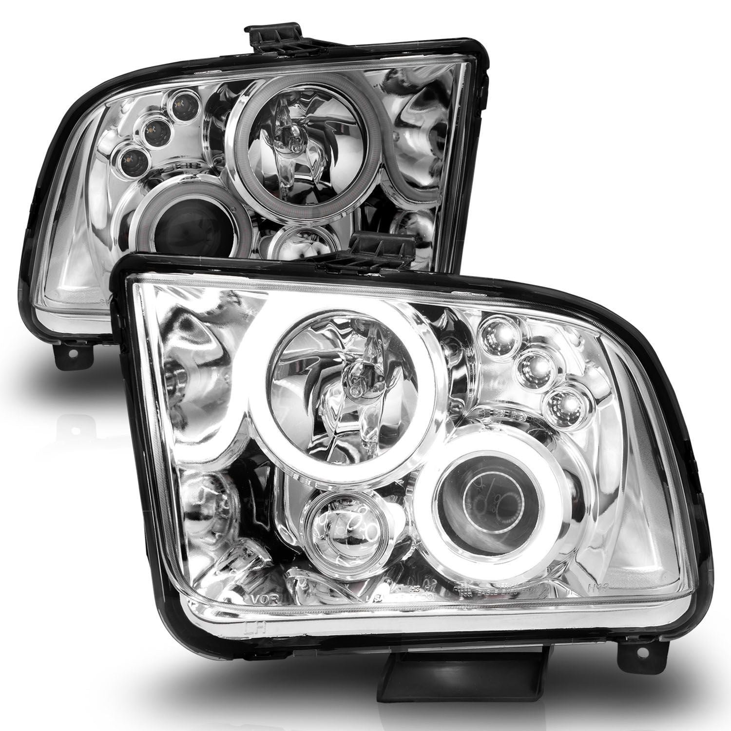 Ford Mustang 05-09 Projector Headlights Chrome W/Rx Halo - Image 2
