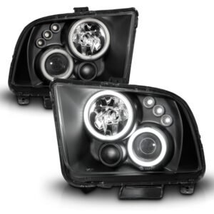 Ford Mustang 05-09 Projector Headlights Black W/Rx Halo - Image 2