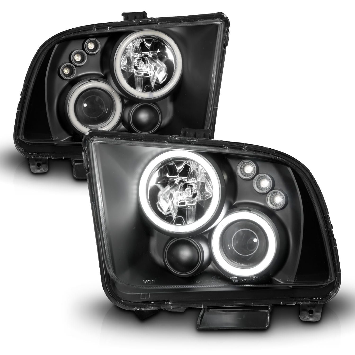 Ford Mustang 05-09 Projector Headlights Black W/Rx Halo - Image 2