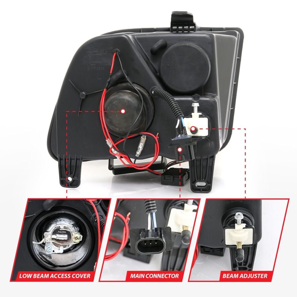 Ford Mustang 05-09 Projector Headlights Black W/Rx Halo