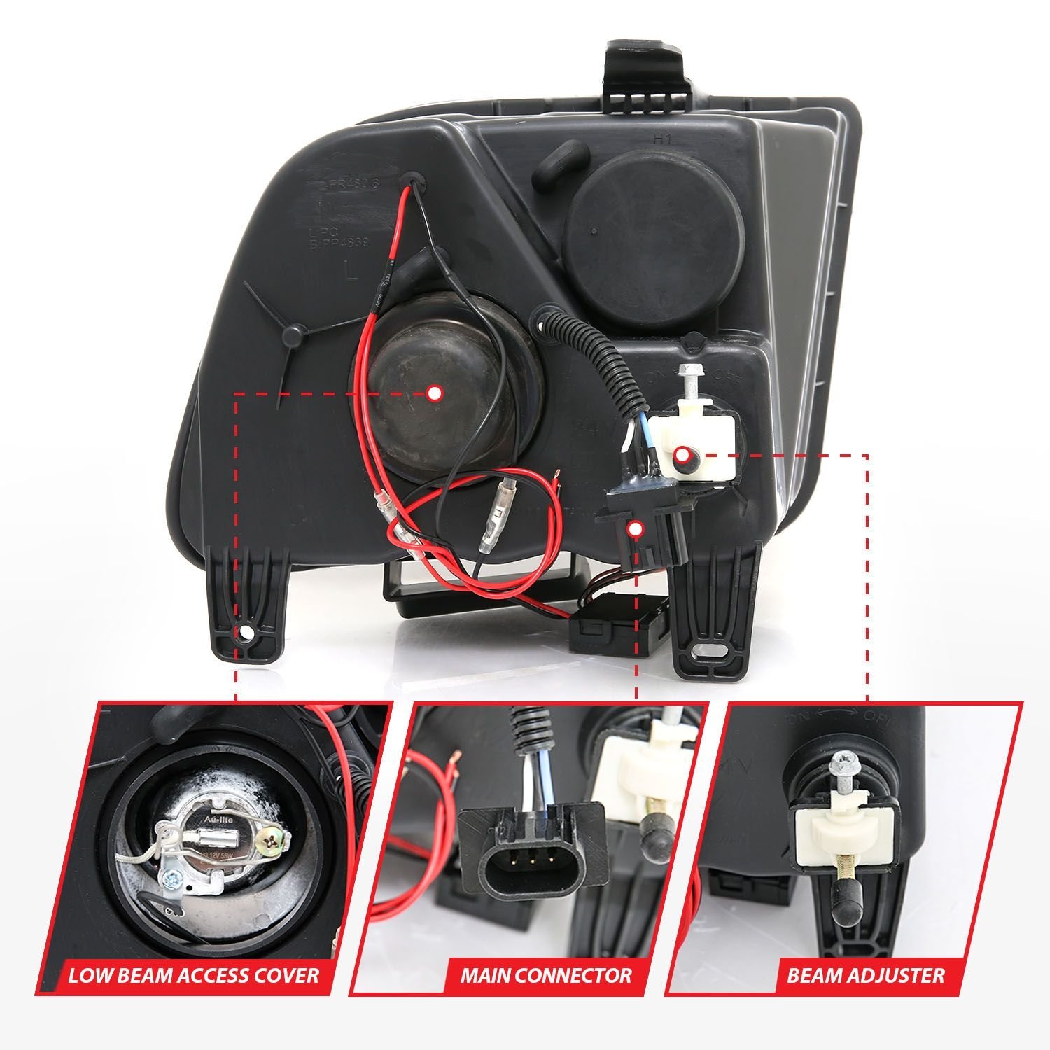 Ford Mustang 05-09 Projector Headlights Black W/Rx Halo - Image 5