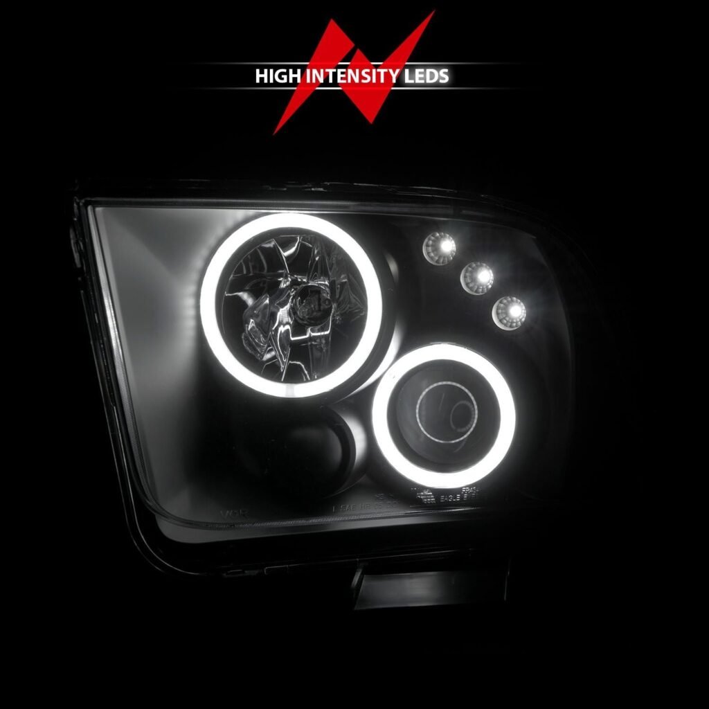 Ford Mustang 05-09 Projector Headlights Black W/Rx Halo