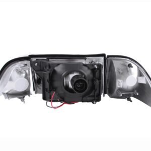 FORD MUSTANG 87-93 CRYSTAL HEADLIGHTS BLACK w/ CORNER & PARKING 3PC - Image 2