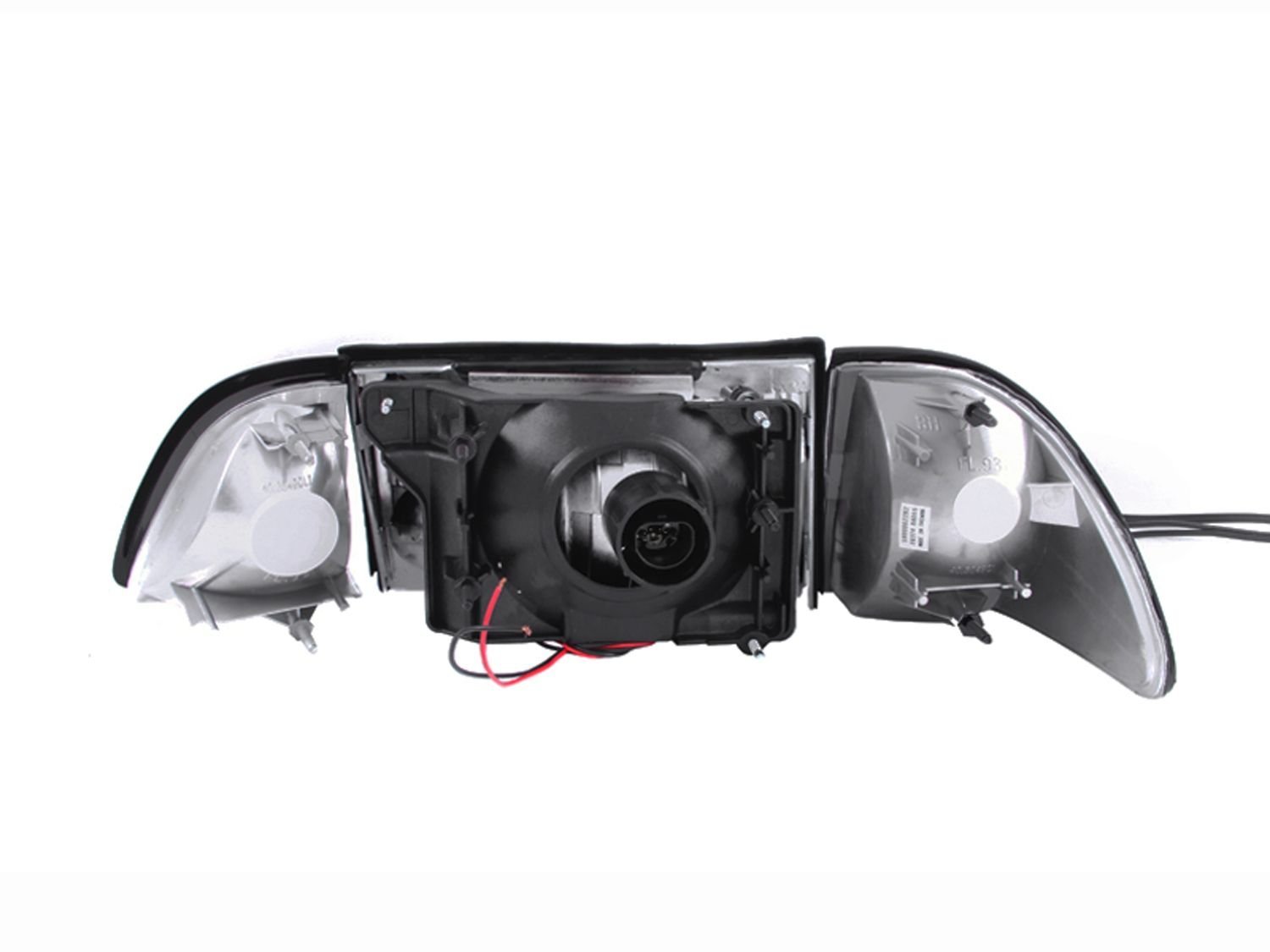 FORD MUSTANG 87-93 CRYSTAL HEADLIGHTS BLACK w/ CORNER & PARKING 3PC - Image 2