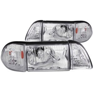 FORD MUSTANG 87-93 CRYSTAL HEADLIGHTS CHROME w/ CORNER & PARKING 3PC - Image 1
