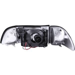 FORD MUSTANG 87-93 CRYSTAL HEADLIGHTS CHROME w/ CORNER & PARKING 3PC - Image 2