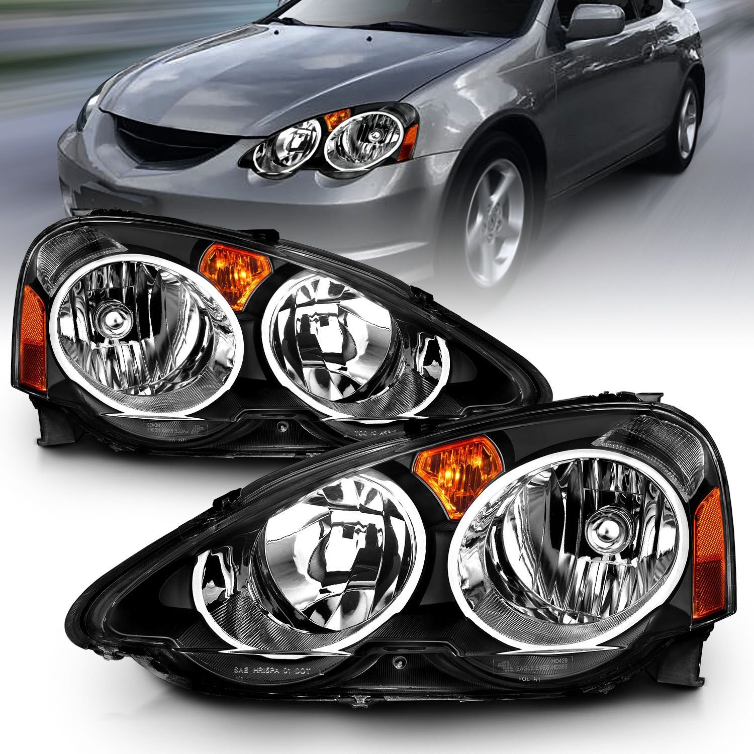 Acura RSX 02-04 Crystal Headlights Black - Image 1
