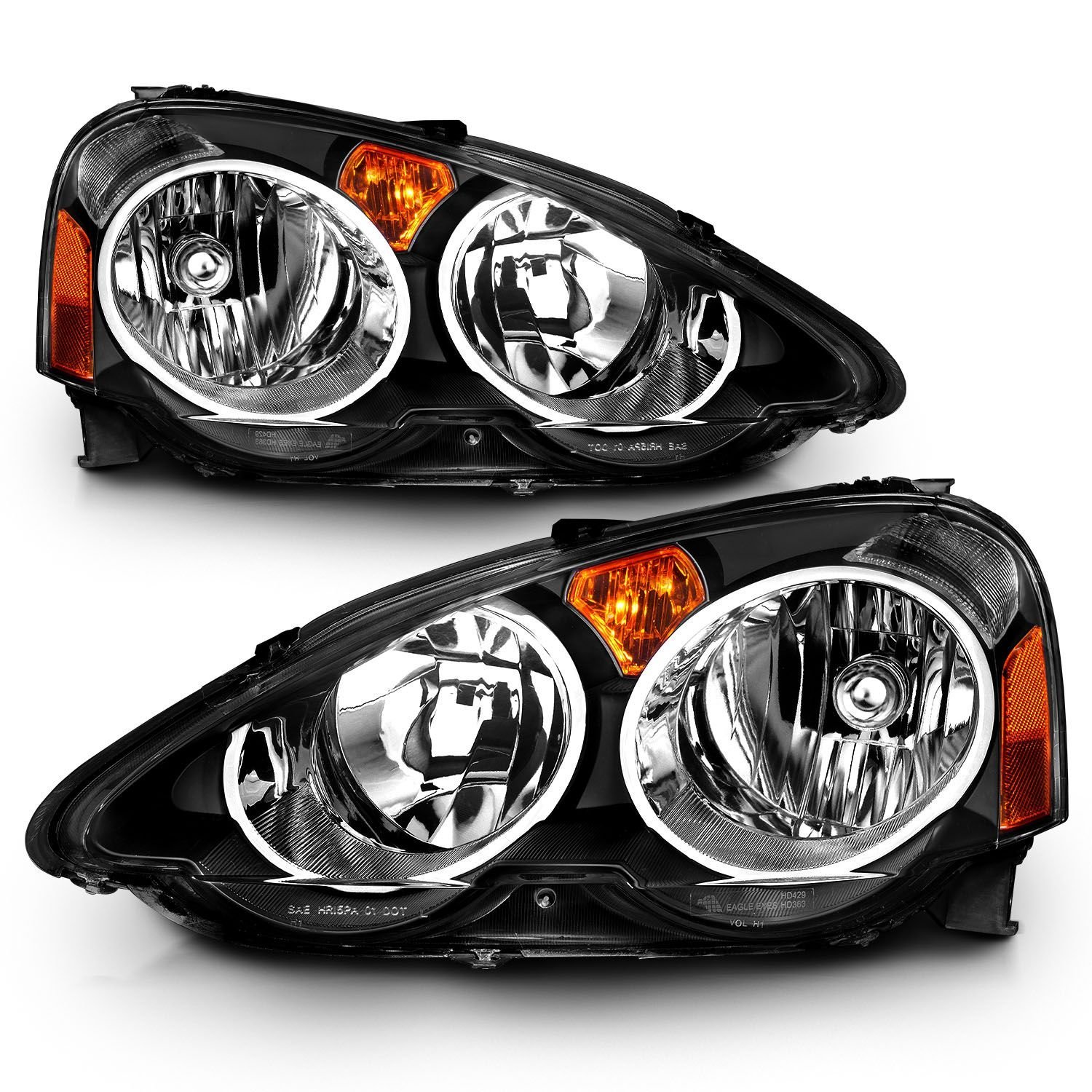 Acura RSX 02-04 Crystal Headlights Black - Image 2
