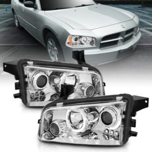 Dodge Charger 06-10 Projector Headlights Chrome W/ Rx Halo(for Halogen Models Only) - Image 1