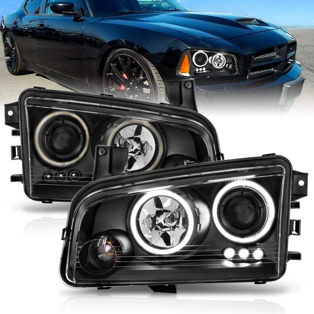 Dodge Charger 06-10 Projector Headlights Black W/Rx Halo