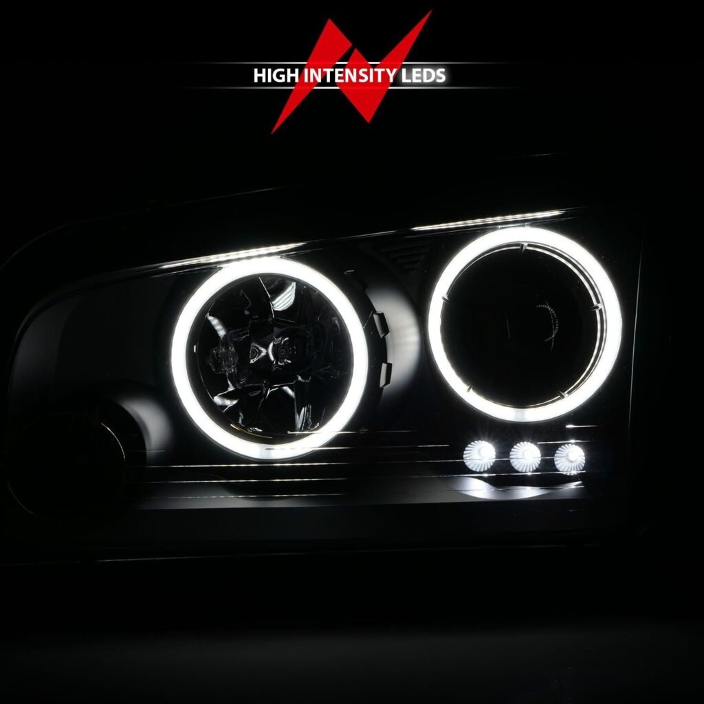 Dodge Charger 06-10 Projector Headlights Black W/Rx Halo