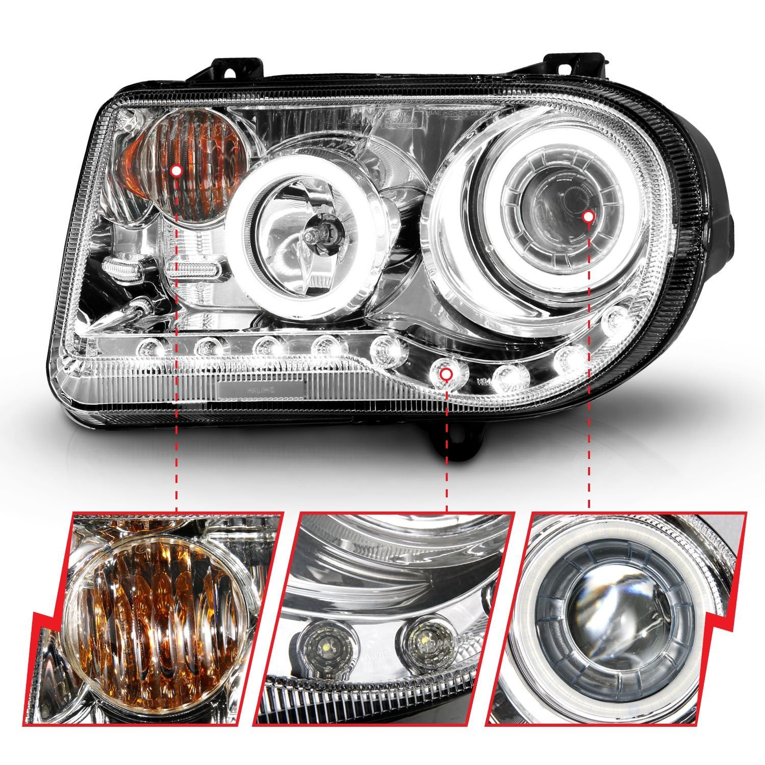 Chrysler 300C 05-10 Projector Headlights G2 Chrome W/ Rx Halo - Image 3