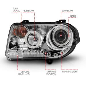 Chrysler 300C 05-10 Projector Headlights G2 Chrome W/ Rx Halo - Image 4