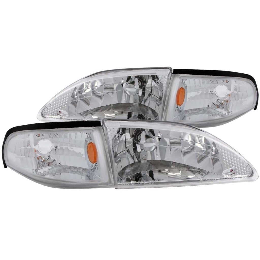 FORD MUSTANG 94-98 CRYSTAL HEADLIGHTS CHROME w/ CORNER LIGHT 2PC