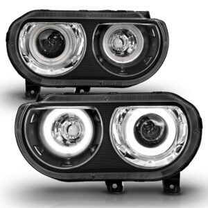 Dodge Challenger 08-14 Projector Headlights Black W/ Rx Halo - Image 2