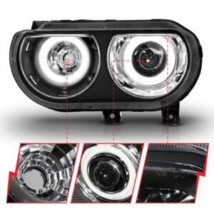 Dodge Challenger 08-14 Projector Headlights Black W/ Rx Halo - Image 3