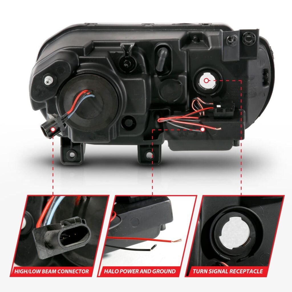 Dodge Challenger 08-14 Projector Headlights Black W/ Rx Halo