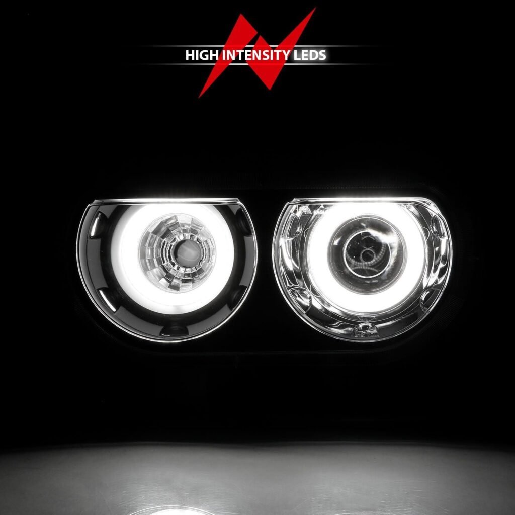 Dodge Challenger 08-14 Projector Headlights Black W/ Rx Halo