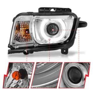 Chevy Camaro 10-13 Projector Headlights Chrome W/ Rx Halo - Image 3