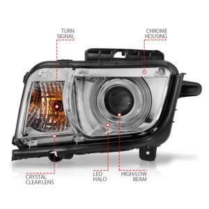 Chevy Camaro 10-13 Projector Headlights Chrome W/ Rx Halo - Image 4