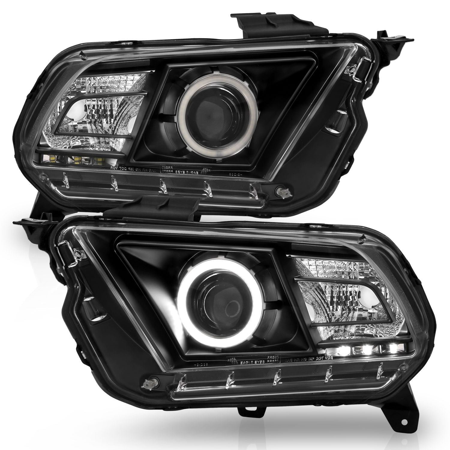 Ford Mustang 10-13 Projector Headlights Black W/ Rx Halo - Image 2