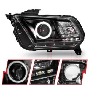 Ford Mustang 10-13 Projector Headlights Black W/ Rx Halo - Image 3