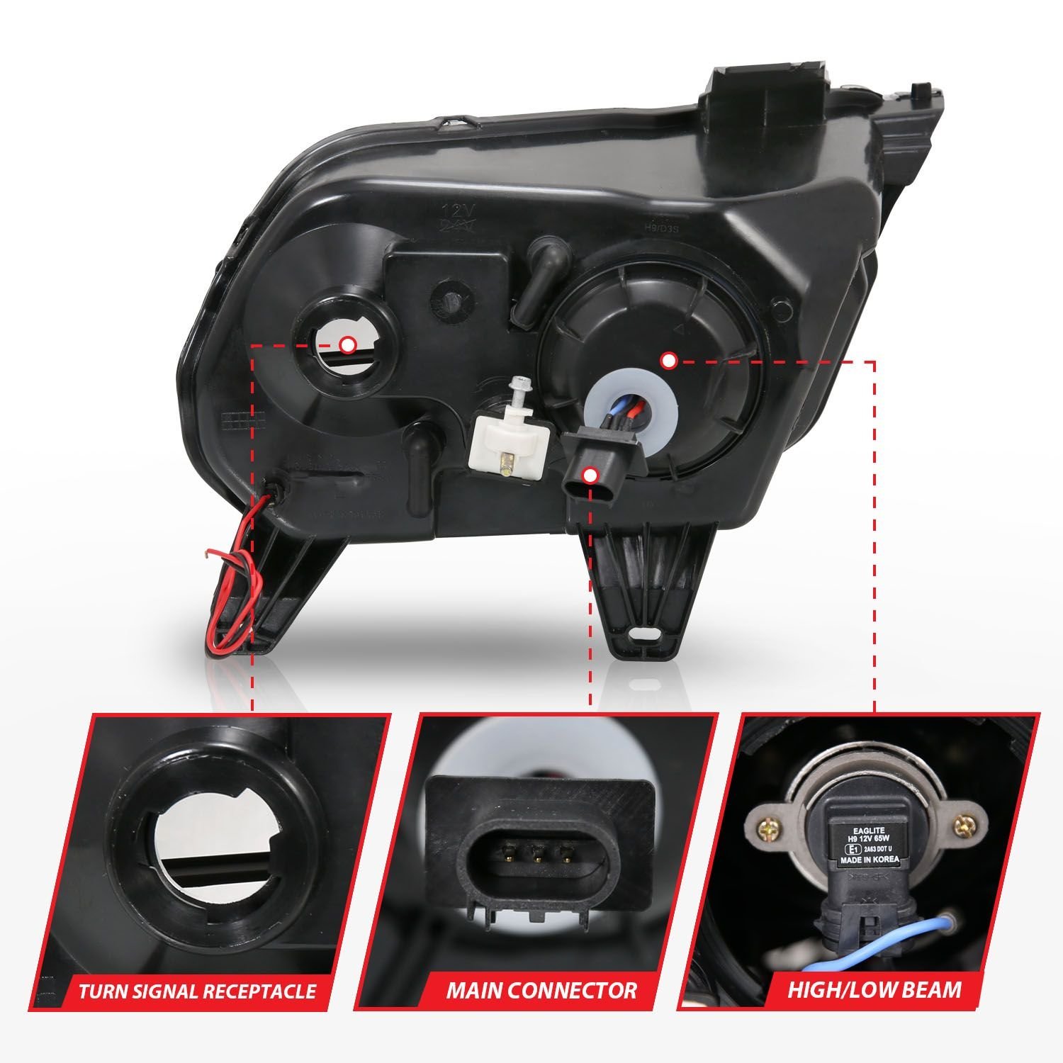 Ford Mustang 10-13 Projector Headlights Black W/ Rx Halo - Image 5
