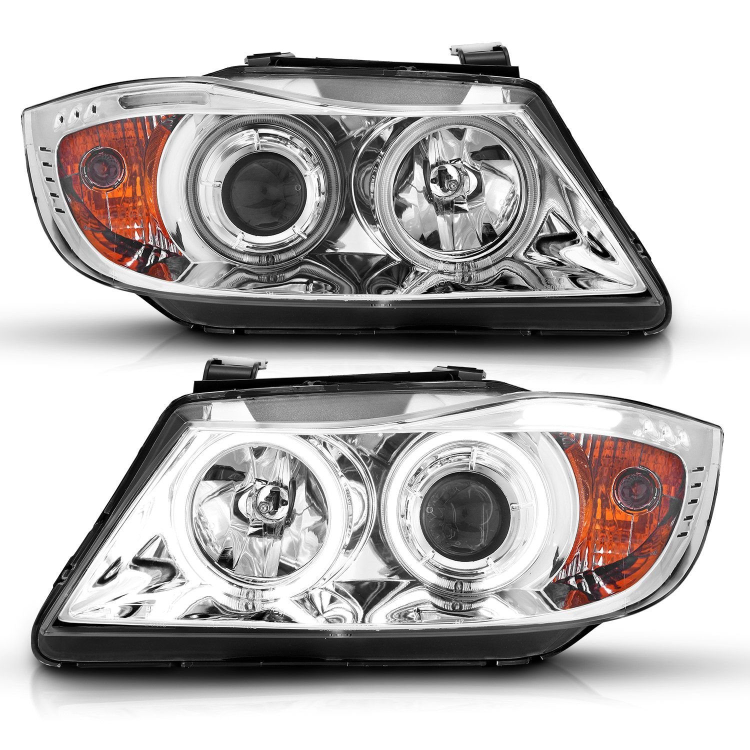 BMW 3 Series E90/E91 06-08 Projector Headlights Chrome - Image 2