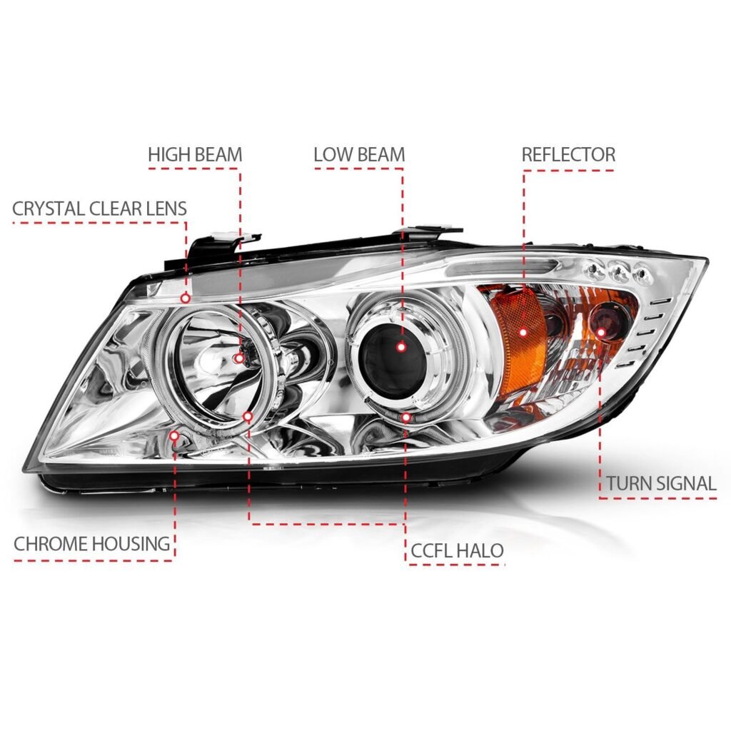 BMW 3 Series E90/E91 06-08 Projector Headlights Chrome
