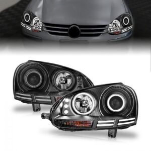 Volkswagen Jetta / Rabbit / Gti 06-09 Projector Headlights Black W/ Halo (Ccfl) - Image 1