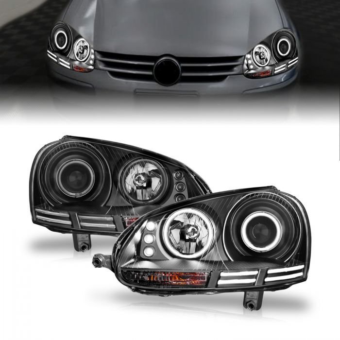Volkswagen Jetta / Rabbit / Gti 06-09 Projector Headlights Black W/ Halo (Ccfl)