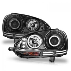 Volkswagen Jetta / Rabbit / Gti 06-09 Projector Headlights Black W/ Halo (Ccfl) - Image 2