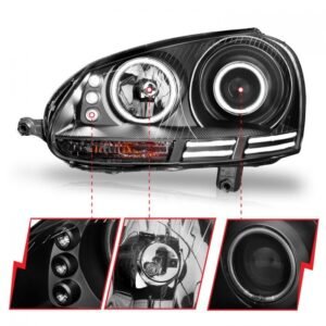 Volkswagen Jetta / Rabbit / Gti 06-09 Projector Headlights Black W/ Halo (Ccfl) - Image 3