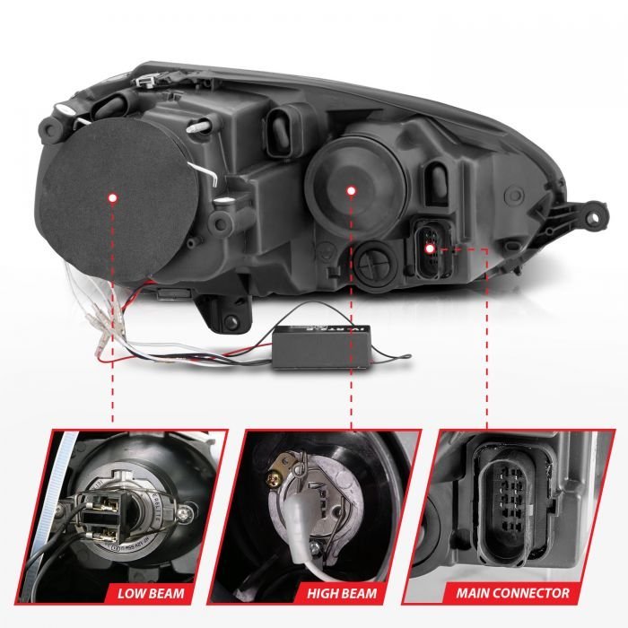 Volkswagen Jetta / Rabbit / Gti 06-09 Projector Headlights Black W/ Halo (Ccfl)
