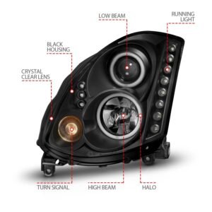 Infiniti G35 03-07 2DR Projector Headlights Black - Image 4