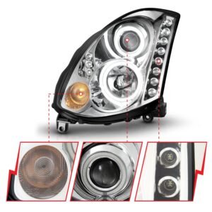 Infiniti G35 03-07 2DR Projector Headlights Chrome - Image 3