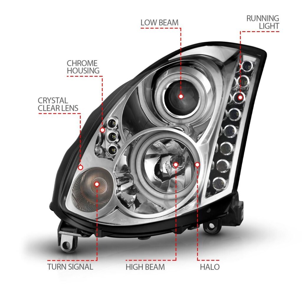 Infiniti G35 03-07 2DR Projector Headlights Chrome