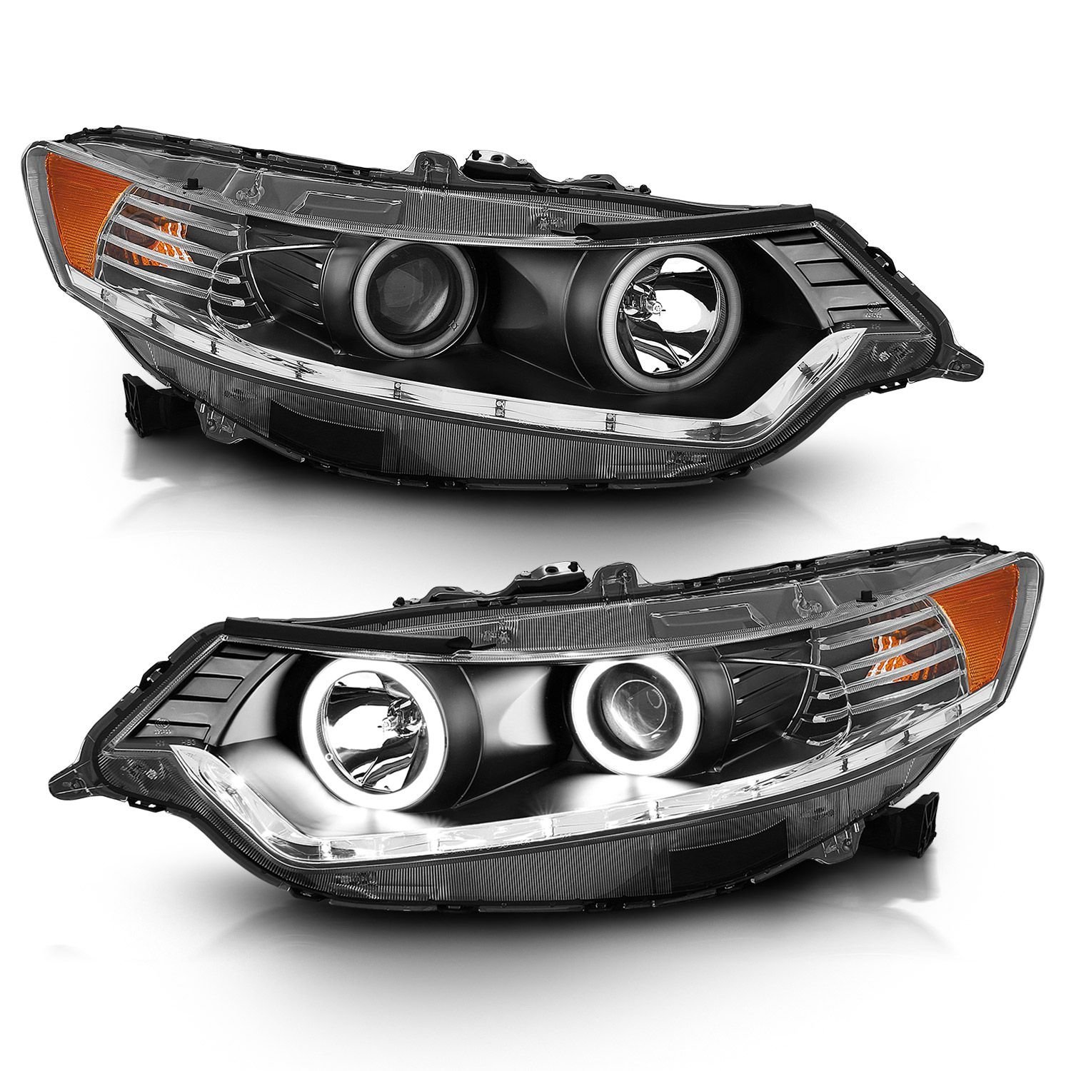Acura TSX 09-12 Projector Halo Headlights Black - Image 2