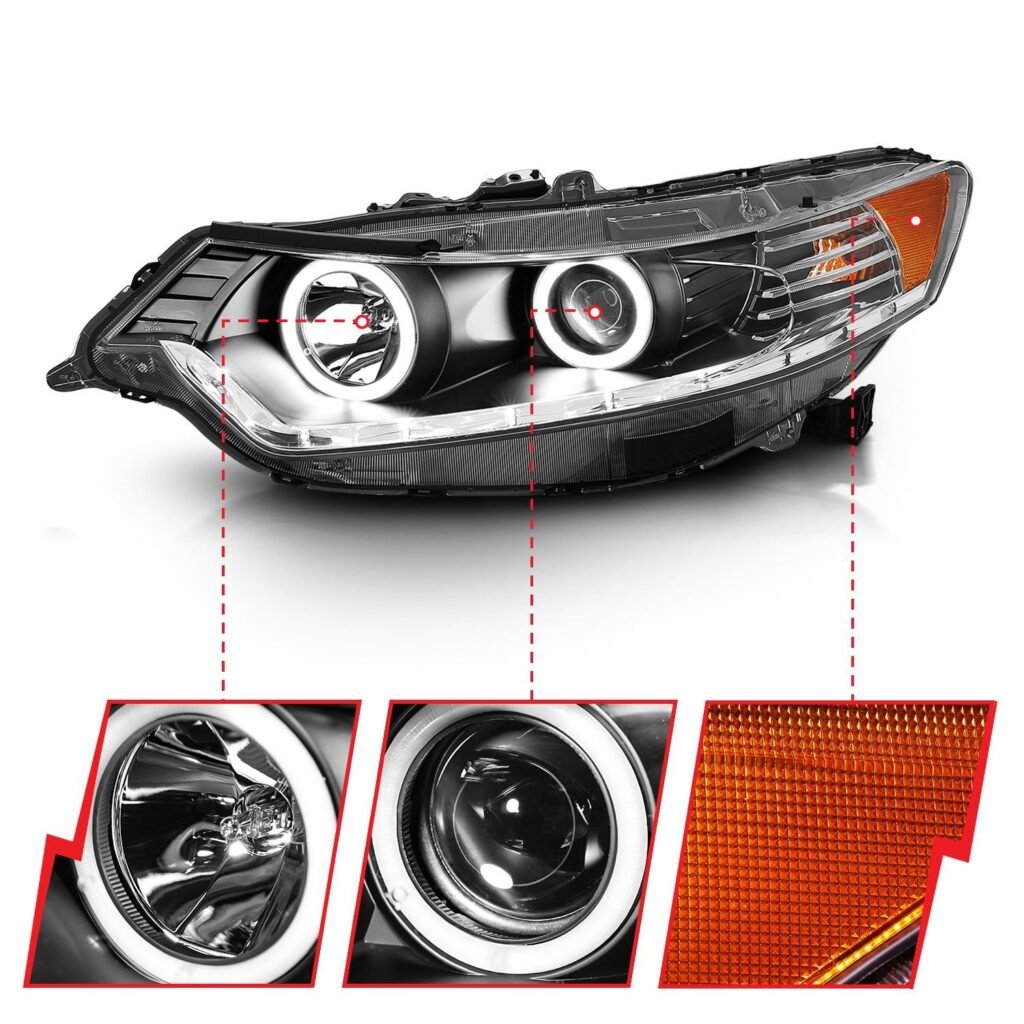 Acura TSX 09-12 Projector Halo Headlights Black