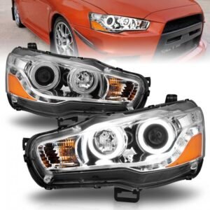 Mitsubishi Lancer 08-15 Projector Headlights Chrome W/ Rx Halo - Image 1