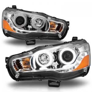 Mitsubishi Lancer 08-15 Projector Headlights Chrome W/ Rx Halo - Image 2