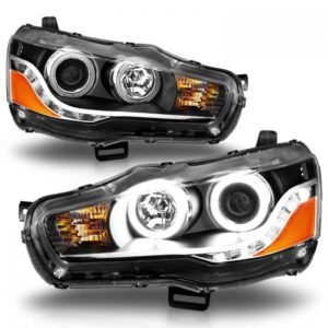 Mitsubishi Lancer 08-15 Projector Headlights Black W/ Rx Halo - Image 2