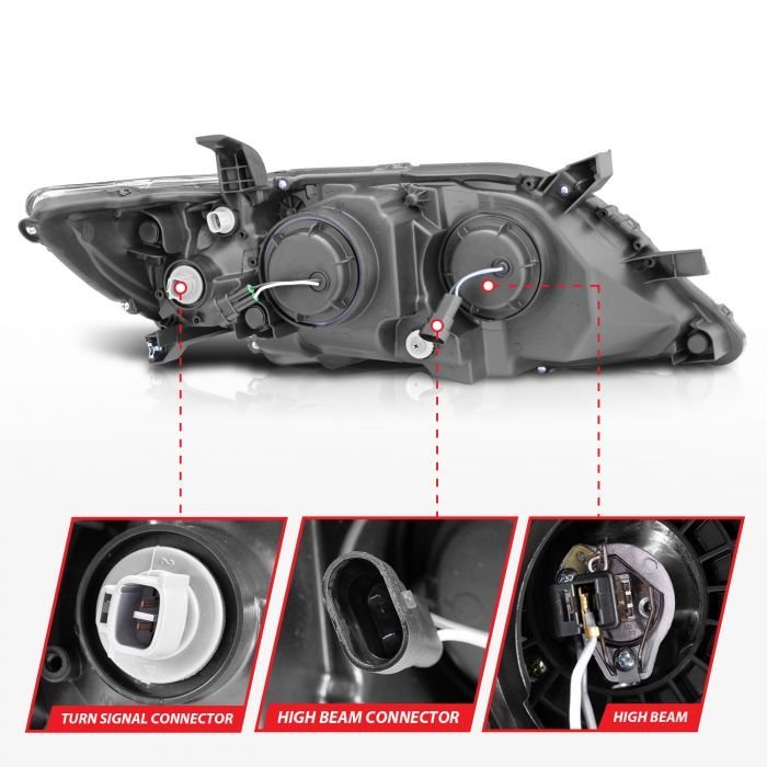 Toyota Camry 10-11 Projector Headlights Black W/ Rx Halo