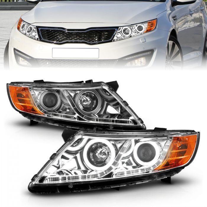 Kia Optima 11-13 Projector Headlights Chrome W/ RX Halo