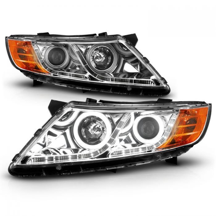Kia Optima 11-13 Projector Headlights Chrome W/ RX Halo