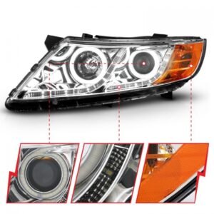 Kia Optima 11-13 Projector Headlights Chrome W/ RX Halo - Image 3