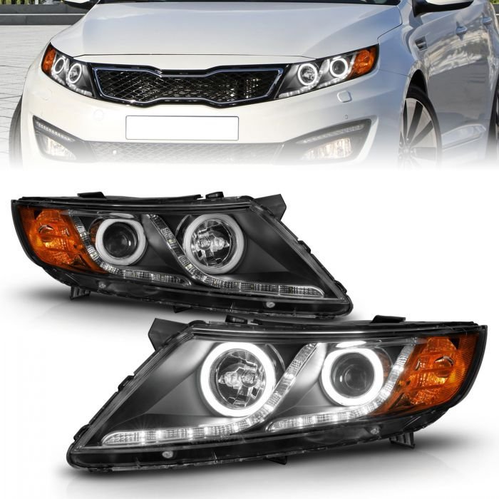 Kia Optima 11-13 Projector Headlights Black W/ RX Halo