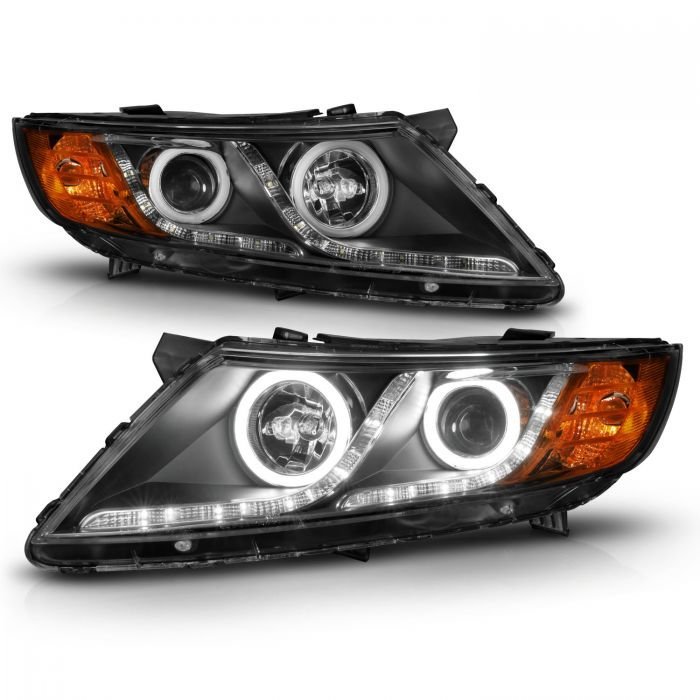 Kia Optima 11-13 Projector Headlights Black W/ RX Halo