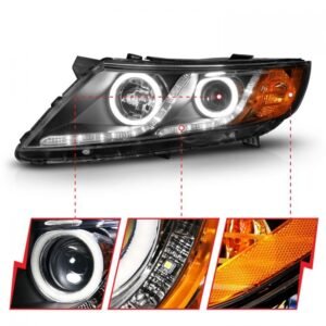 Kia Optima 11-13 Projector Headlights Black W/ RX Halo - Image 3